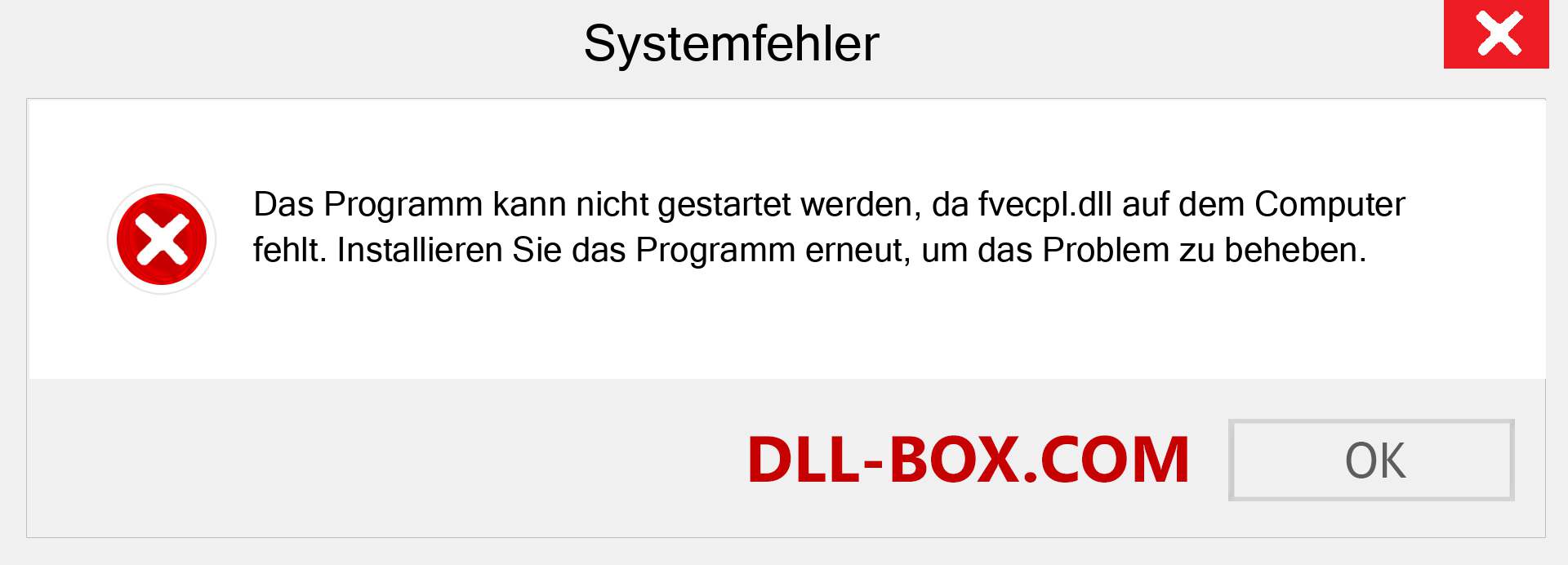 fvecpl.dll-Datei fehlt?. Download für Windows 7, 8, 10 - Fix fvecpl dll Missing Error unter Windows, Fotos, Bildern